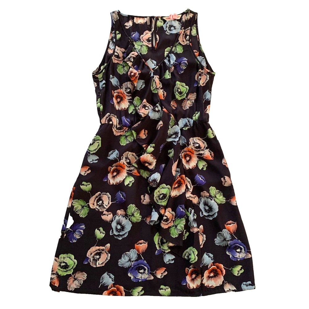 Rebecca‎ Taylor Silk Floral Ruffle Sleeveless V-neck Dress sz 2 - Picture 2 of 9